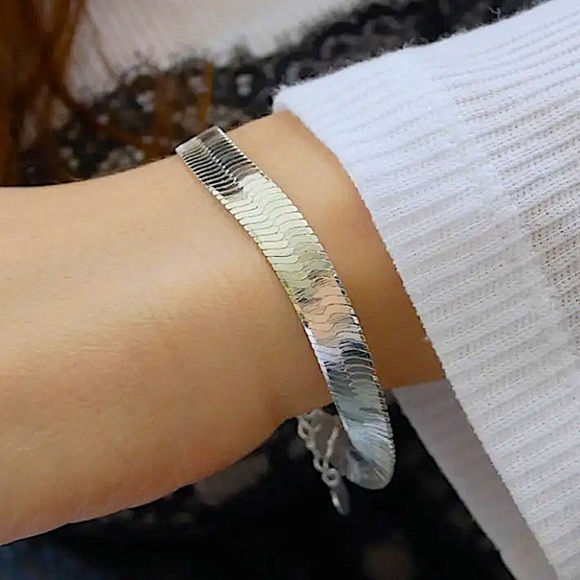 Sterling Silver Herringbone Bracelet - Picture 2 of 6